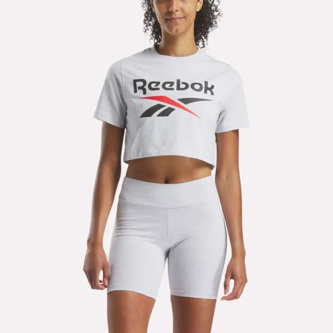 Camiseta corta de manga corta con logo bicolor para mujer Camiseta corta de manga corta con logo bicolor para mujer
