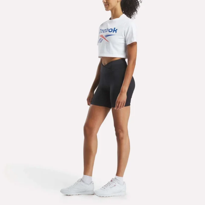 Camiseta corta de manga corta con logo bicolor para mujer Camiseta corta de manga corta con logo bicolor para mujer