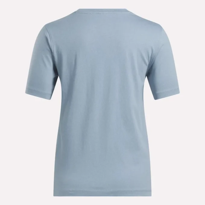 Camiseta de manga corta con cuello redondo y logotipo grande para mujer