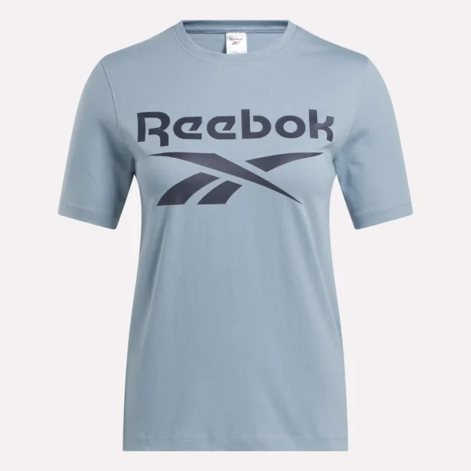 Camiseta de manga corta con cuello redondo y logotipo grande para mujer