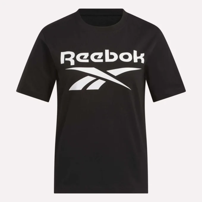 Camiseta de manga corta con cuello redondo y logotipo grande para mujer