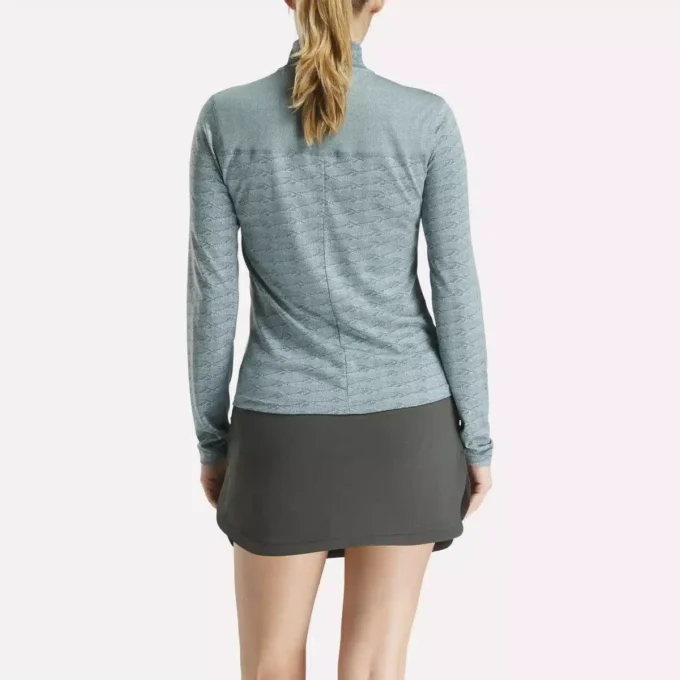 Jersey de golf de manga larga con cremallera 1/4 y tejido jacquard Vector para mujer Jersey de golf de manga larga con cremallera 1/4 y tejido jacquard Vector para mujer