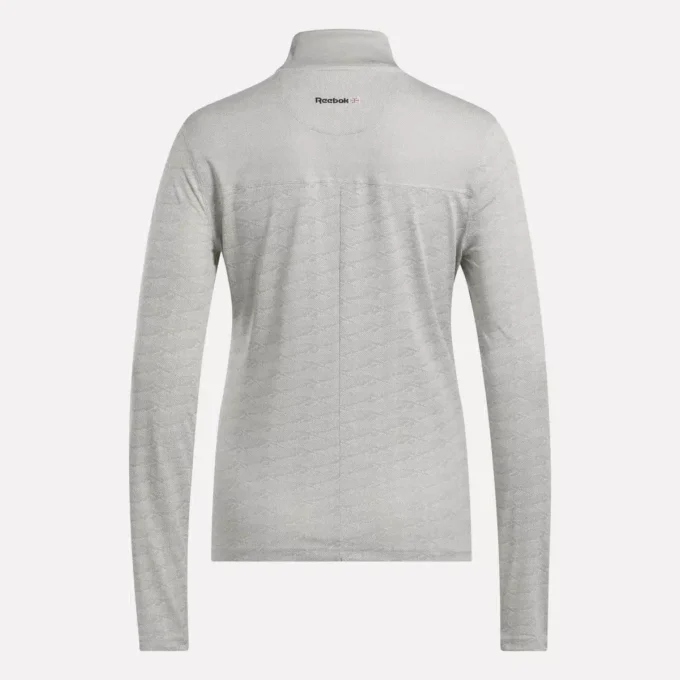 Jersey de golf de manga larga con cremallera 1/4 y tejido jacquard Vector para mujer Jersey de golf de manga larga con cremallera 1/4 y tejido jacquard Vector para mujer
