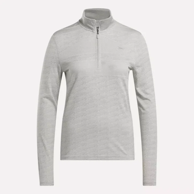 Jersey de golf de manga larga con cremallera 1/4 y tejido jacquard Vector para mujer Jersey de golf de manga larga con cremallera 1/4 y tejido jacquard Vector para mujer