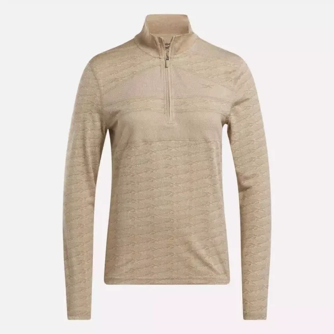 Jersey de golf de manga larga con cremallera 1/4 y tejido jacquard Vector para mujer Jersey de golf de manga larga con cremallera 1/4 y tejido jacquard Vector para mujer