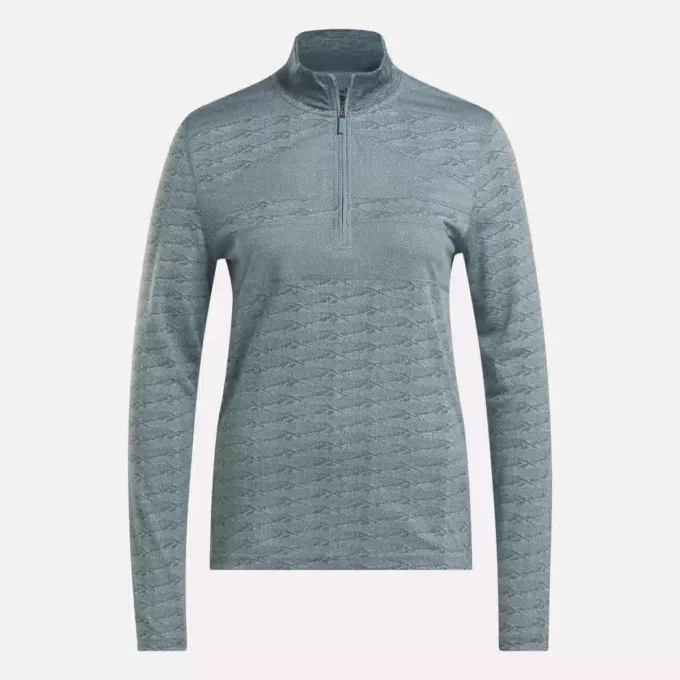 Jersey de golf de manga larga con cremallera 1/4 y tejido jacquard Vector para mujer Jersey de golf de manga larga con cremallera 1/4 y tejido jacquard Vector para mujer