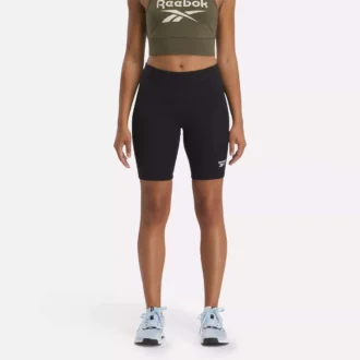 Pantalones cortos de ciclista de algodón con logotipo pequeño Reebok Identity para mujer, 18 cm
