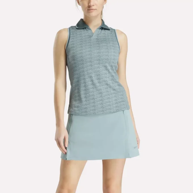 Polo de golf sin mangas Vector Jacquard para mujer