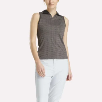 Polo de golf sin mangas Vector Jacquard para mujer
