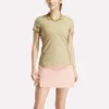 Polo de manga corta con cuello Johnny y estampado floral micro para mujer Polo de manga corta con cuello Johnny y estampado floral micro para mujer