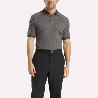 Polo de manga corta para hombre con jacquard Vector tonal y ribete acanalado