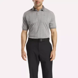 Polo de manga corta para hombre con jacquard Vector tonal y ribete acanalado