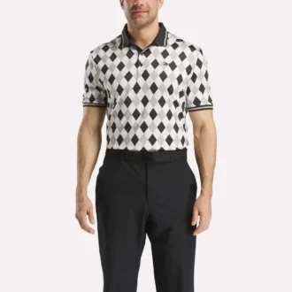 Polo de manga corta Vector Argyle Print para hombre