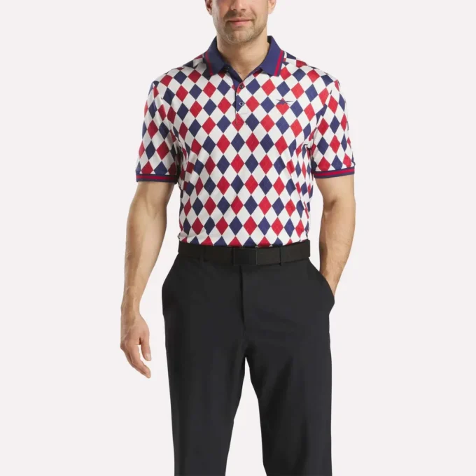 Polo de manga corta Vector Argyle Print para hombre
