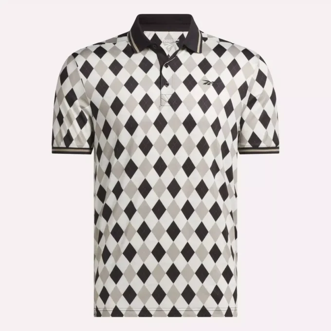 Polo de manga corta Vector Argyle Print para hombre