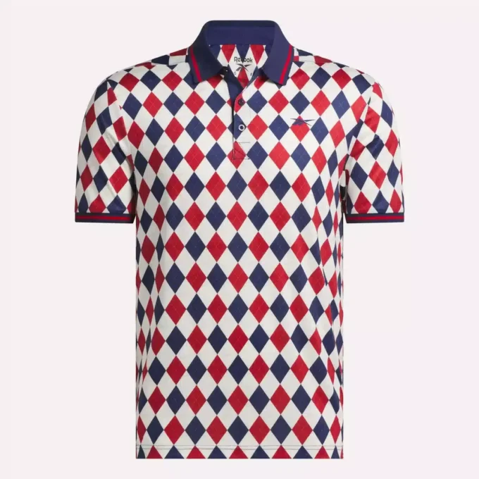 Polo de manga corta Vector Argyle Print para hombre