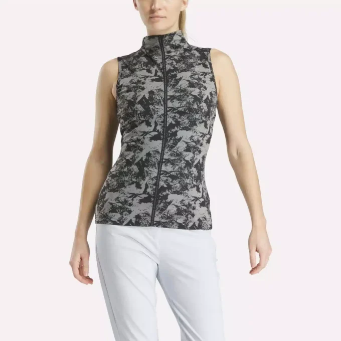Top de golf sin mangas y cuello alto para mujer – Estampado abstracto Vector