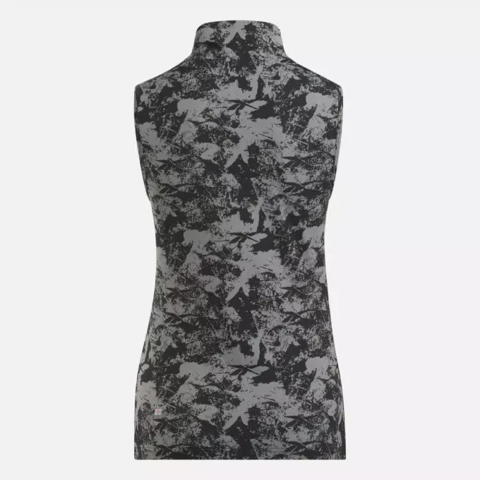 Top de golf sin mangas y cuello alto para mujer – Estampado abstracto Vector