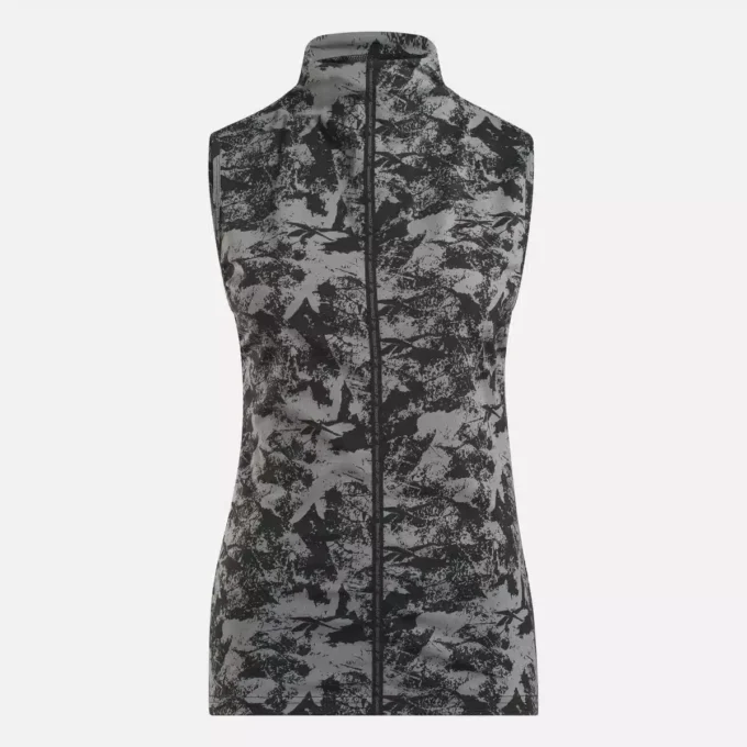 Top de golf sin mangas y cuello alto para mujer – Estampado abstracto Vector
