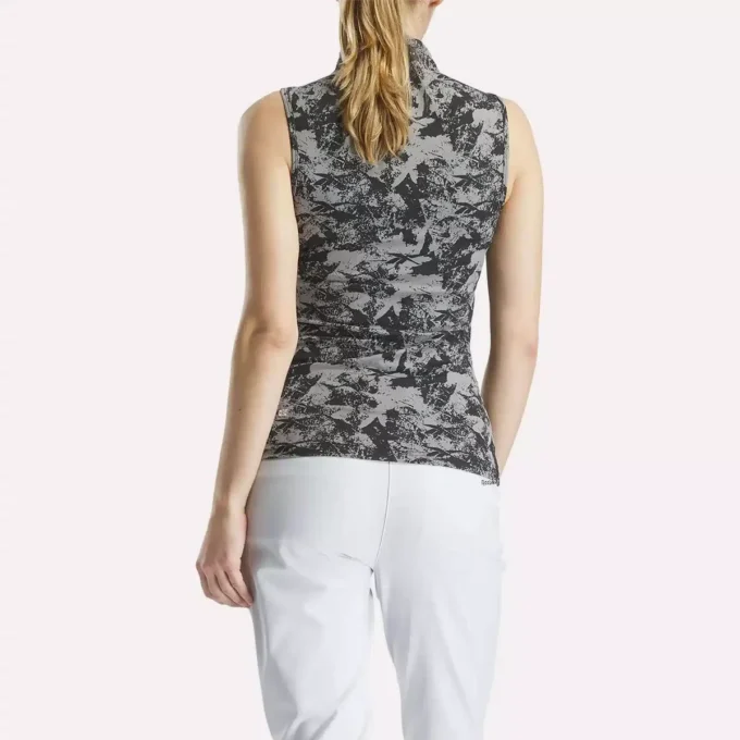 Top de golf sin mangas y cuello alto para mujer – Estampado abstracto Vector