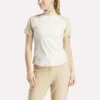 Top de manga corta con cremallera de 1/4 y estampado mini argyle para mujer Top de manga corta con cremallera de 1/4 y estampado mini argyle para mujer